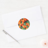 Sticker Rond Tulipes Orange Rétro (Enveloppe)