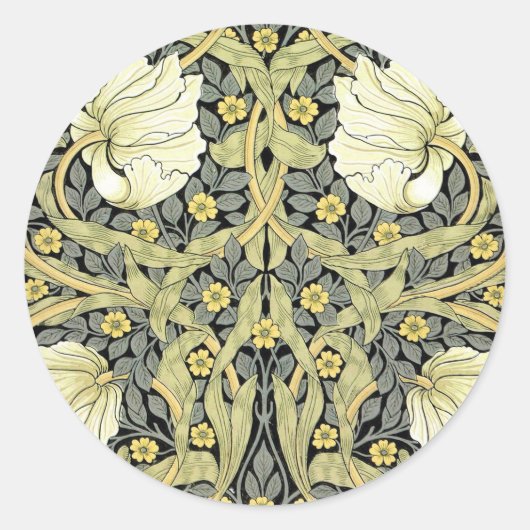 Sticker Rond Tulipes Pimpernel Art Botanique de William Morris (Devant)