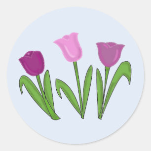Sticker Rond Tulipes pourpres