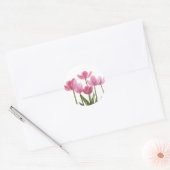 Sticker Rond Tulipes roses (Enveloppe)