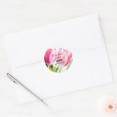 Sticker Rond Tulipes roses avec Feuilles verts - Bougies (Enveloppe)