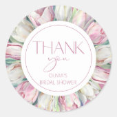 Sticker Rond Tulipes roses et blanches Remerciements pour une f (Devant)