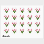 Sticker Rond tulipes roses - personnalisable (Feuille)
