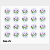 Sticker Rond Tulipes Violettes (Feuille)