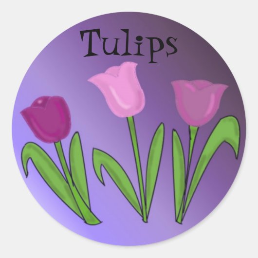 Sticker Rond Tulipes Violettes (Devant)