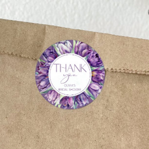 Sticker Rond Tulipes violettes Remerciement pour une fête de ma