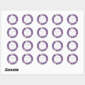 Sticker Rond Tulipes violettes Remerciements pour Baby Shower (Feuille)
