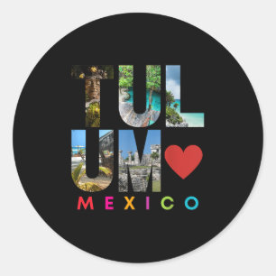 Sticker Rond Tulum Mexico 2022 Vacation Beach Matching Family G
