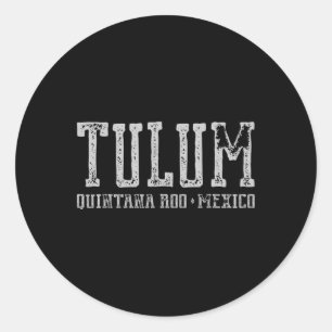 Sticker Rond Tulum Mexico - Voyage Plages des ruines Mayas Vint
