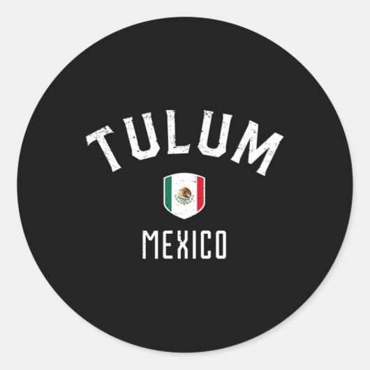 Sticker Rond Tulum Mexique - Drapeau Mexicain Tulum Tee (Devant)