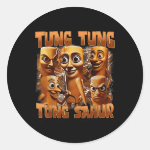 Sticker Rond Tung Tung Sahur drôle Italien Brainrot mème B