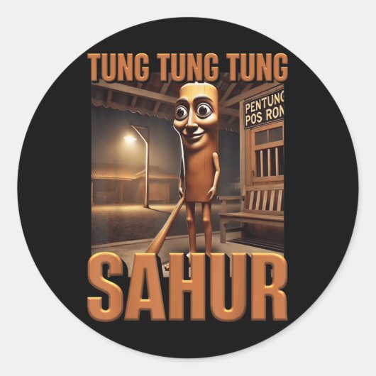 Sticker Rond Tung Tung Tung Sahur Ai Monster Italien Brainrot K (Devant)