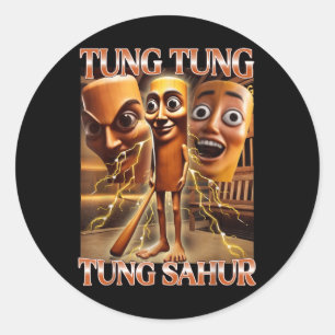 Sticker Rond Tung Tung Tung Sahur Italien Brainrot meme