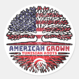 Sticker Rond Tunisie Tunisie États-Unis États-Unis États-Unis