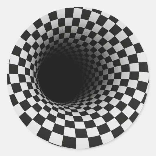 Sticker Rond Tunnel d'illusion optique en noir et blanc (Devant)