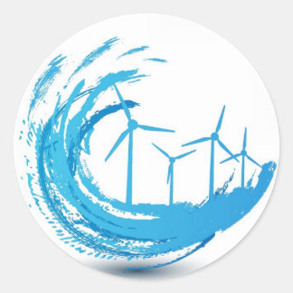 Sticker Rond Turbines à vent Blue Swirl