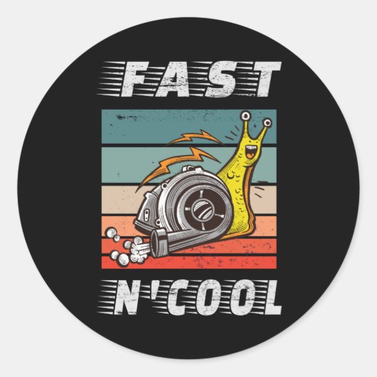 Sticker Rond Turbo escargot rapide et cool rapide n cool (Devant)
