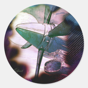 Sticker Rond TURBO Grunge Aircraft Technology