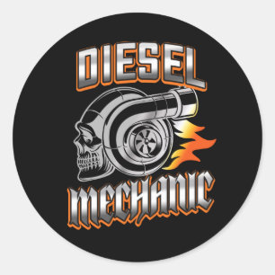 Sticker Rond Turbocompresseur mécanique diesel Crâne
