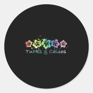 Sticker Rond Turc& ; Caicos Aquarelle Plage Design _ Trave