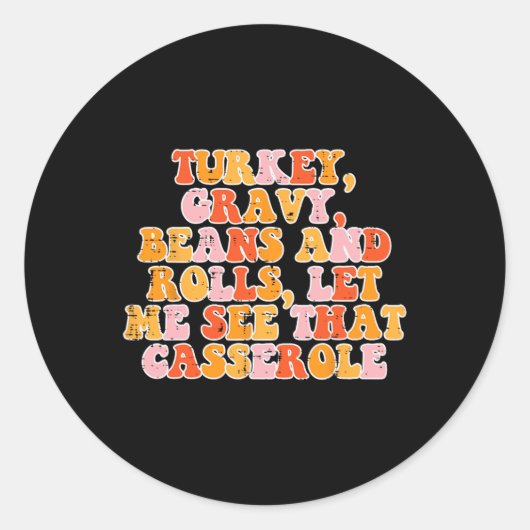 Sticker Rond Turc Gravy Beans Retro Super Thanksgiving Fall (Devant)