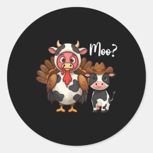 Sticker Rond Turc mou Moo Vache drôle Turquie Trot tenue Merci