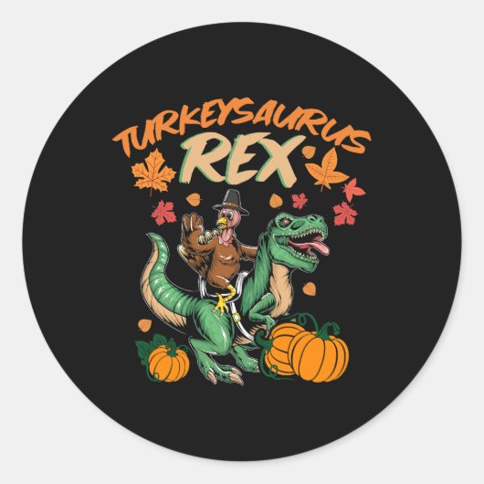Sticker Rond Turkeysaurus Rex Dinosaur Trex Turquie Thanksgivin (Devant)