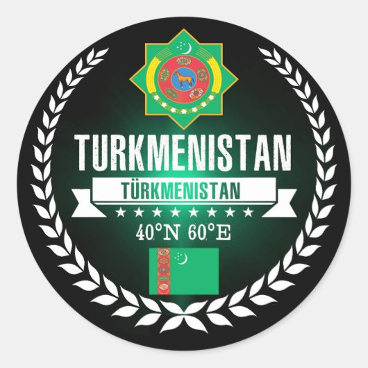 Sticker Rond Turkménistan (Devant)