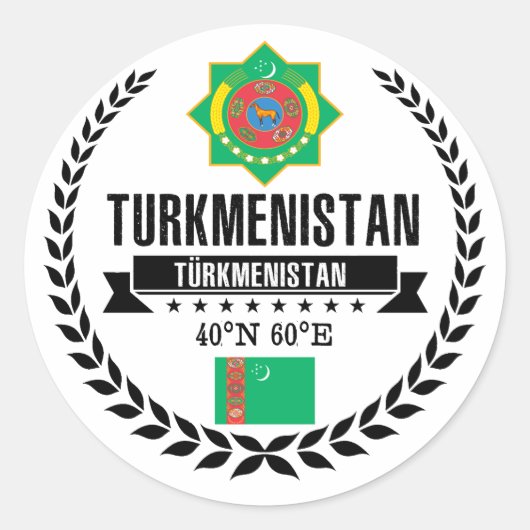Sticker Rond Turkménistan (Devant)