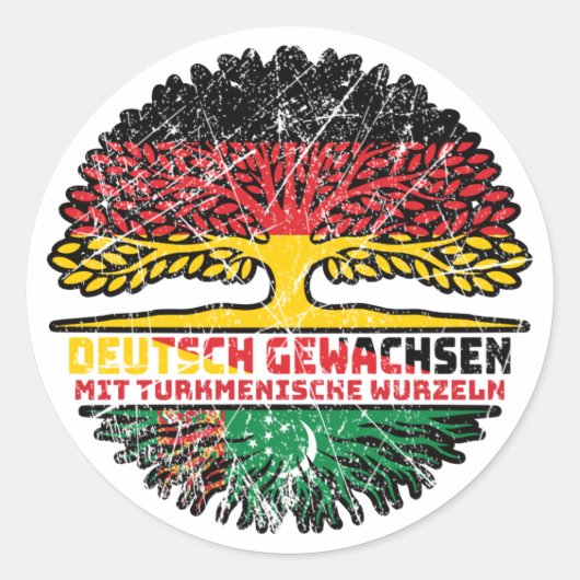 Sticker Rond Turkménistan Deutsch Deutschland Baum (Devant)