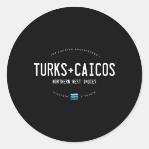 Sticker Rond Turks And Caicos Beach Waves