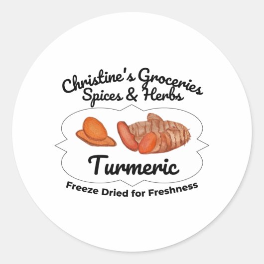 Sticker Rond Turmeric spice jar. (Devant)