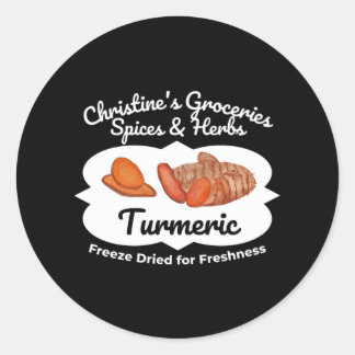 Sticker Rond Turmeric spice jar.