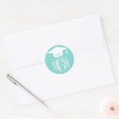 Sticker Rond Turq Aqua Vine Script Monogramme Graduation do-it- (Enveloppe)