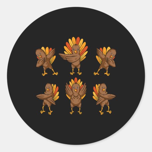 Sticker Rond Turquie Dabing Danser Thanksgiving Day Fun Fall A (Devant)