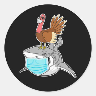 Sticker Rond Turquie équitation Requin Visage Masque Drôle An