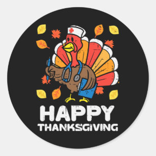 Sticker Rond Turquie Infirmière Bon thanksgiving Scrub ICU ER R