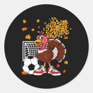 Sticker Rond Turquie Jouer Football Joueur Thanksgiving entraîn