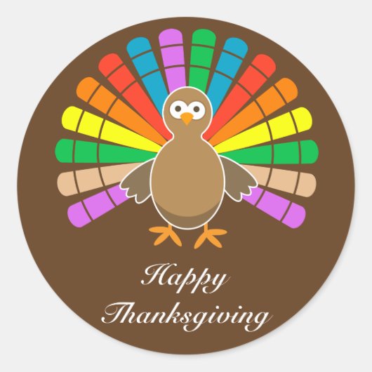Sticker Rond Turquie mignonne - Bon thanksgiving (Devant)