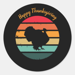 Sticker Rond Turquie Oiseau Thanksgiving Distressed coucher de 