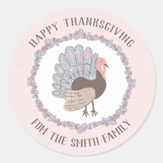 Sticker Rond Turquie personnalisée Thanksgiving (Devant)