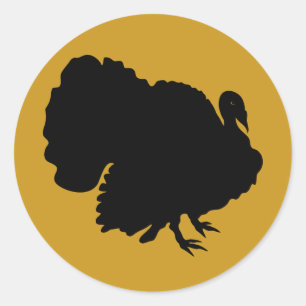Sticker Rond Turquie Silhouette Thanksgiving