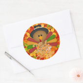 Sticker Rond Turquie Thanksgiving colorée (Enveloppe)