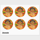 Sticker Rond Turquie Thanksgiving colorée (Feuille)