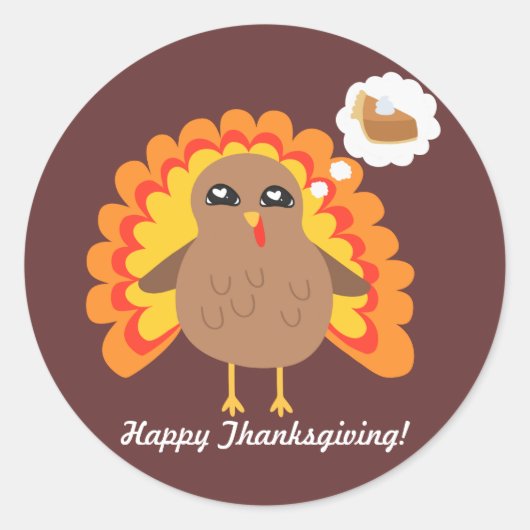 Sticker Rond Turquie Thanksgiving personnalisable (Devant)