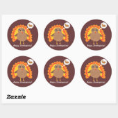 Sticker Rond Turquie Thanksgiving personnalisable (Feuille)