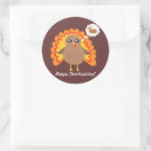 Sticker Rond Turquie Thanksgiving personnalisable (Sac)