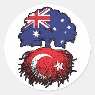 Sticker Rond Turquie Turc Australie Australie racine d'arbre