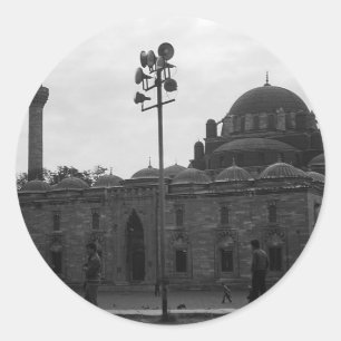 Sticker Rond Turquie vintage Istanbul mosquée Beyazit camii Can