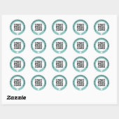 Sticker Rond Turquoise Access Mariage Site Web Coeur QR Code (Feuille)